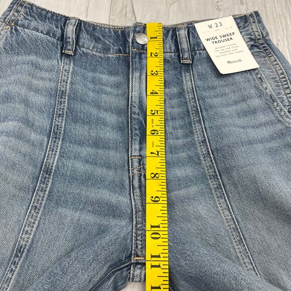 Madewell Wide Leg Sweep Trouser Relaxed Long Inseam High Rise Denim Jeans 23 - Picture 7 of 8